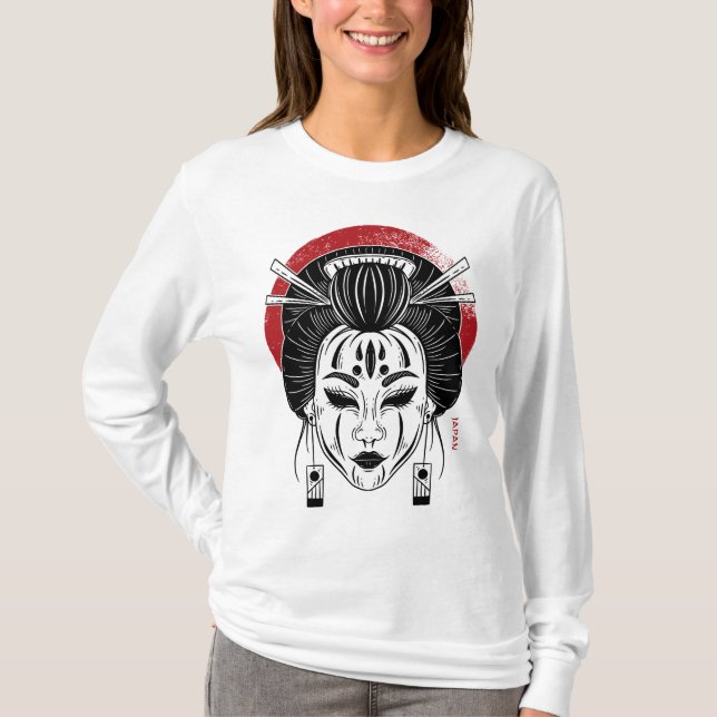 Camiseta manga longa a gueixa / japão T-Shirt (Vorderseite)