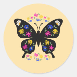 Camiseta mariposa con flores multicolor runder aufkleber