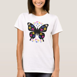 Camiseta mariposa con flores multicolor T-Shirt