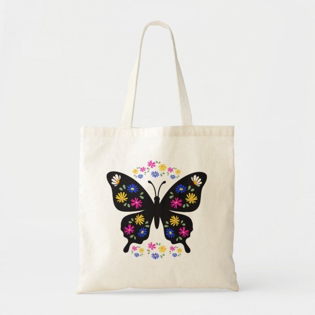 Camiseta mariposa con flores multicolor tragetasche (Vorne)
