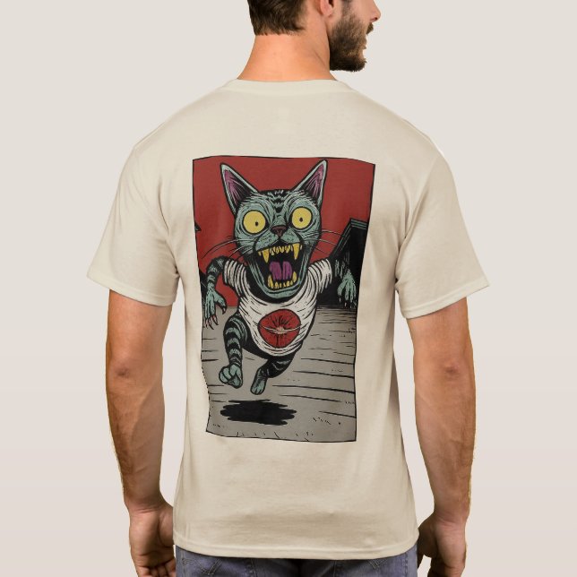 Camiseta Masc. Zombie Runner Cat - Back T-Shirt (Rückseite)