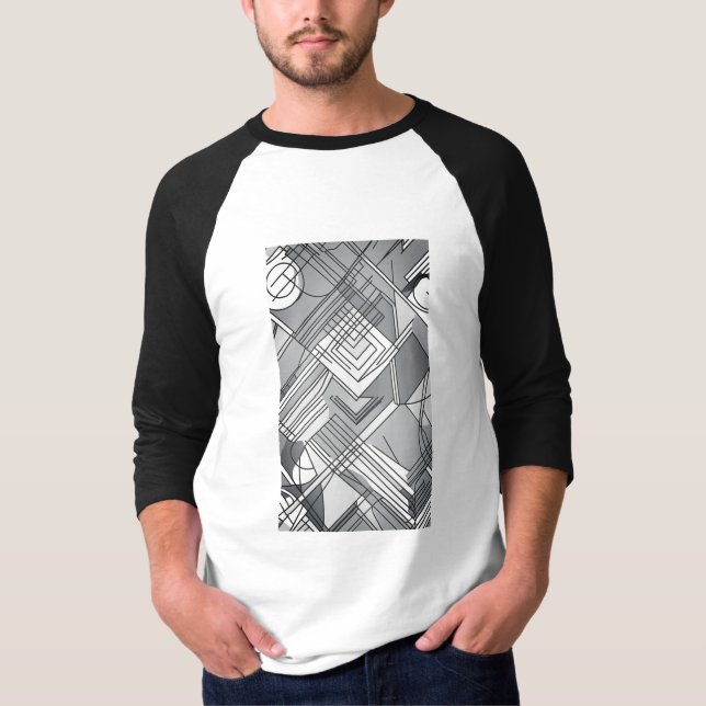 Camiseta Masculina Abstrato Manga Raglan 3/4 T-Shirt (Vorderseite)