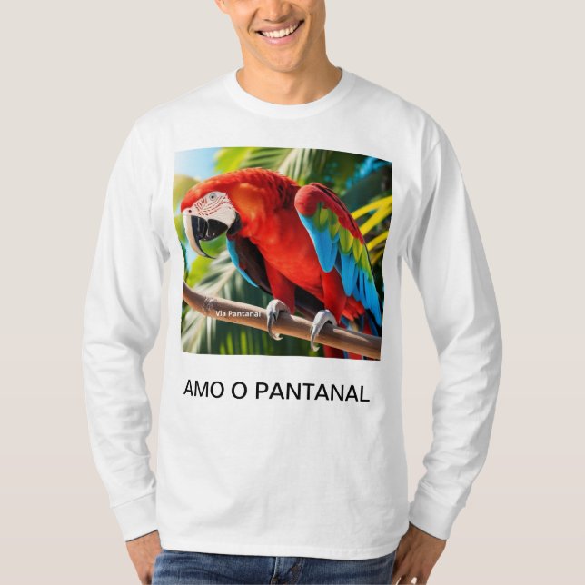 Camiseta Masculina Básica Arara Vermelha T-Shirt (Vorderseite)