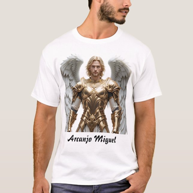 Camiseta Masculina Básica Arcanjo Miguel T-Shirt (Vorderseite)