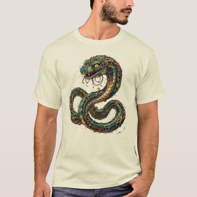 Camiseta Masculina Básica Cobra Tribal T-Shirt (Vorderseite)