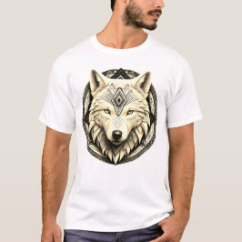 Camiseta Masculina Básica Lobo Branco-2 T-Shirt