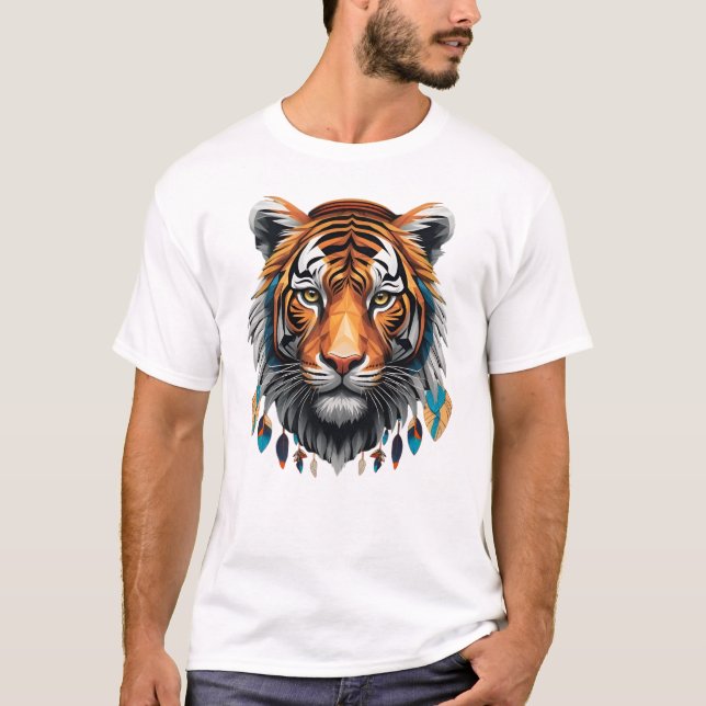 Camiseta Masculina Básica Tigre Tribal T-Shirt (Vorderseite)