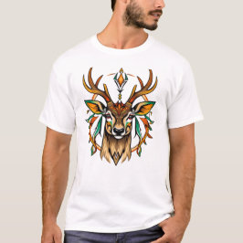 Camiseta Masculina Básica Veado Tribal T-Shirt