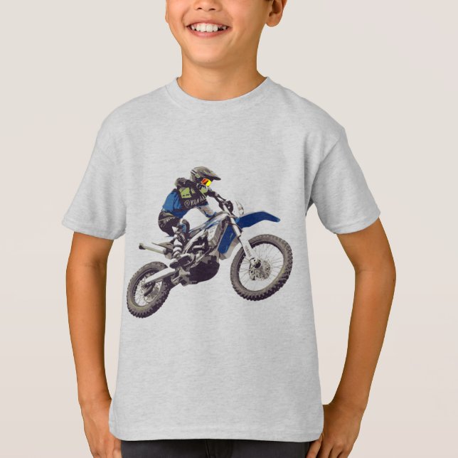 Camiseta Motocicleta Azul con motociclista T-Shirt (Vorderseite)