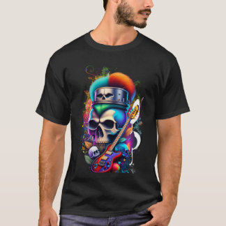 Camiseta oscura básica para hombre PUNK SKULL T-Shirt