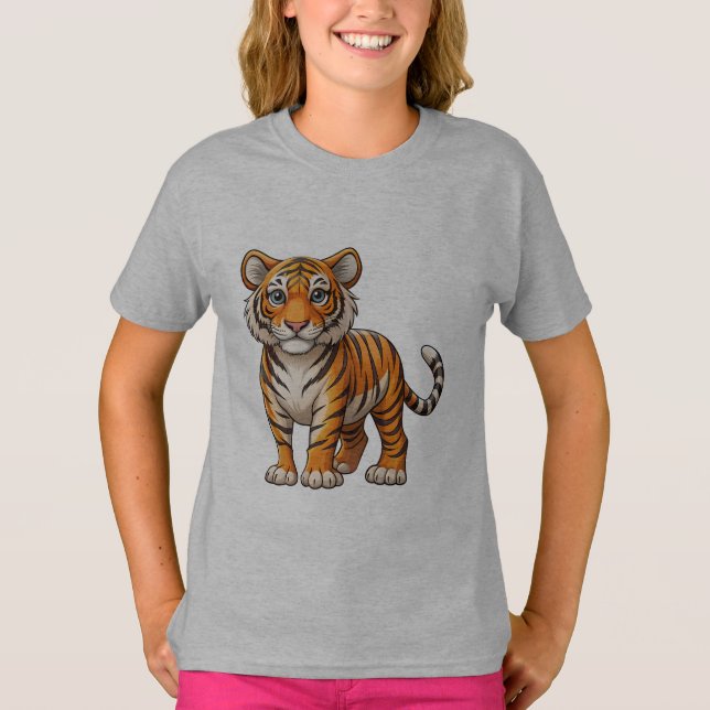 Camiseta para Niña Cachorro de Tigre T-Shirt (Vorderseite)