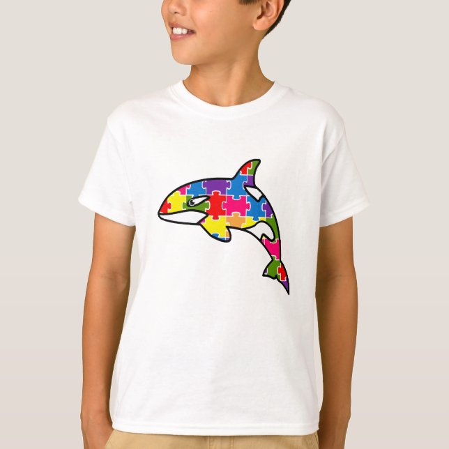 Camiseta (T-shirt) Infantil Quebra-Cabeça - Baleia T-Shirt (Vorderseite)