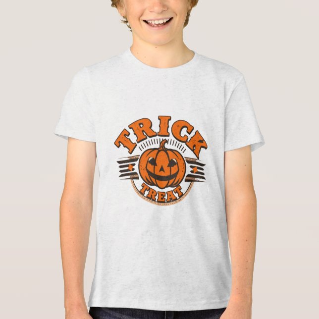 Camiseta "Trick or Treat" de Halloween para Niño Tri-Blend Shirt (Vorderseite)