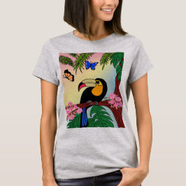 camiseta Tucano tropical e borboletas T-Shirt