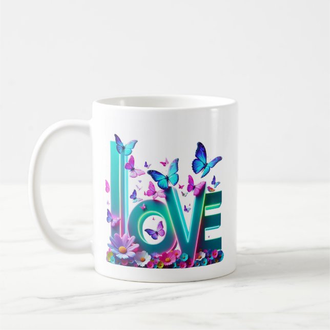 Camiseta Vibrant Love and Butterflies – Colorful F Kaffeetasse (Links)