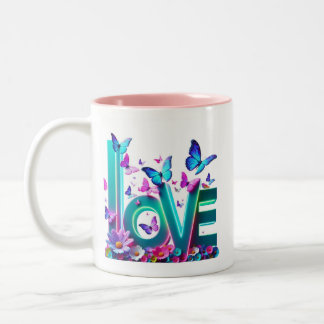 Camiseta Vibrant Love and Butterflies – Colorful F Zweifarbige Tasse