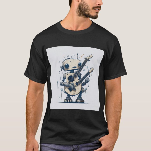 Camiseta vintaje cute robot steampunk guitar dual T-Shirt (Vorderseite)