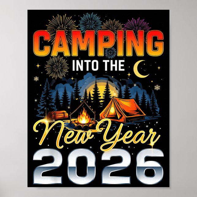 Camng Into The New Year 2026 Fireworks Outdoor Vib Poster (Vorne)