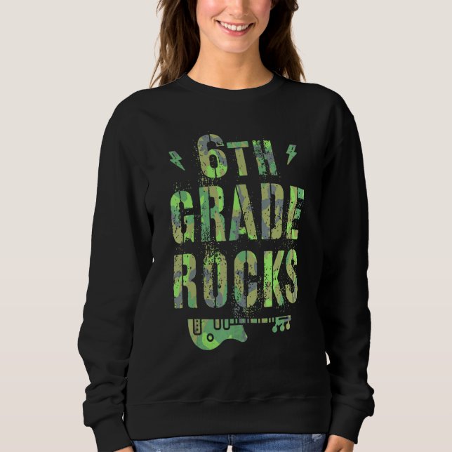 Camo 6th Grade Rocks Camp Teacher Squad Sixth Grad Sweatshirt (Vorderseite)