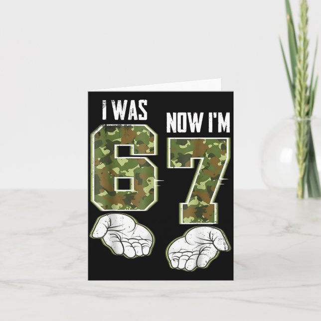 Camo 7 Year Old Birthday I Was 6 Now I'm 7 67 Funn Karte (Vorderseite)