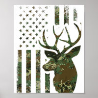 Camo American Flag Buck Hunting Gift for Elk Deer