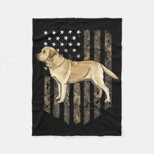 Camo American Flag Yellow Labrador Retriever Fleecedecke