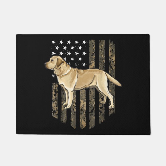 Camo American Flag Yellow Labrador Retriever Fußmatte (Vorderseite)