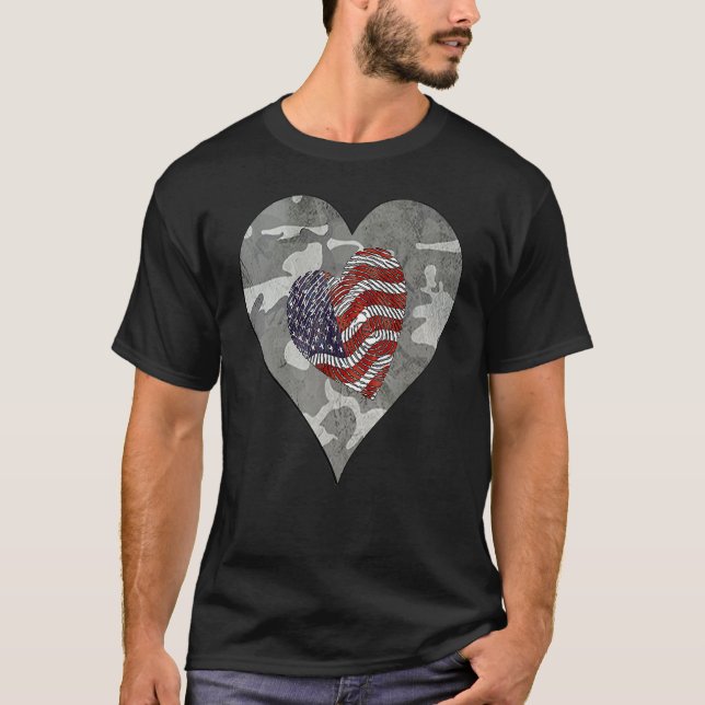 Camo American Usa Camouflage  Distressed Camo Flag T-Shirt (Vorderseite)