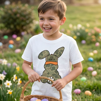Camo Bunny Egg Hunter Funny Easter Boys Gift Idea T-Shirt
