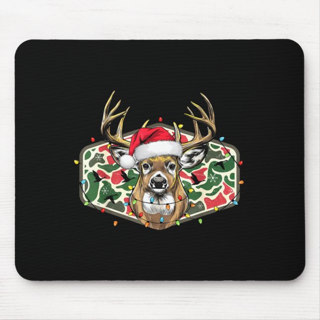 Camo Christmas Santa Deer Hunting Season Holiday O Mousepad (Vorne)
