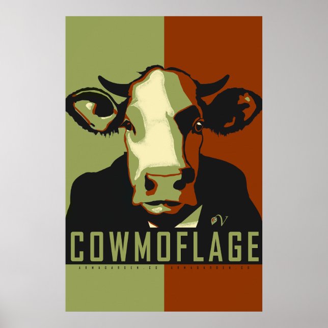 Camo Cowmoflage Pop Art Cow Poster (Vorne)