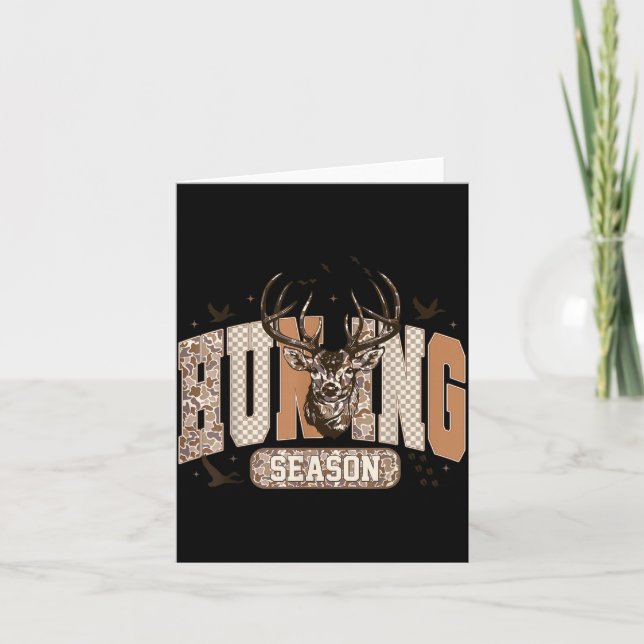 Camo Deer Hunting Season Wildlife Buck Antlers Hun Karte (Vorderseite)