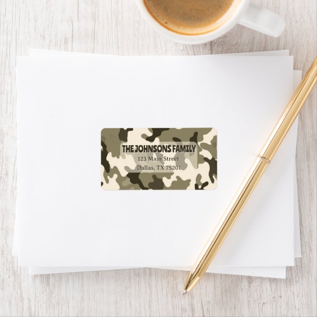 Camo Earthy Brown & Tan Return Address Label Adressaufkleber (Insitu)