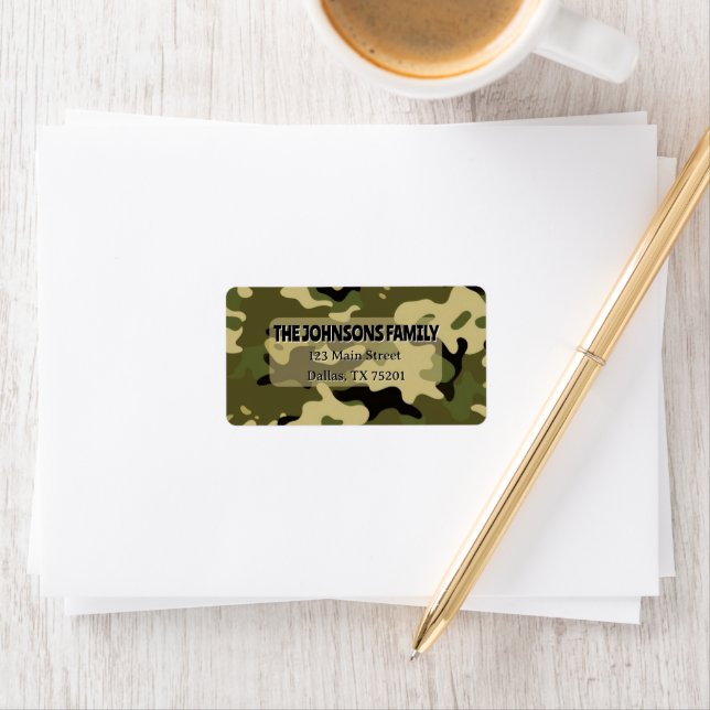 Camo Green, Brown, Tan, Black  Address Label Adressaufkleber (Insitu)