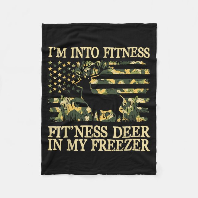 Camo Hunting I'm Into Fitness Fit Ness Deer Zer Hu Fleecedecke (Vorderseite)