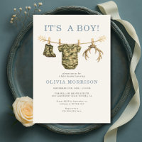 Camo-Jagd Es ist ein Junge Wäscheleine Baby Shower