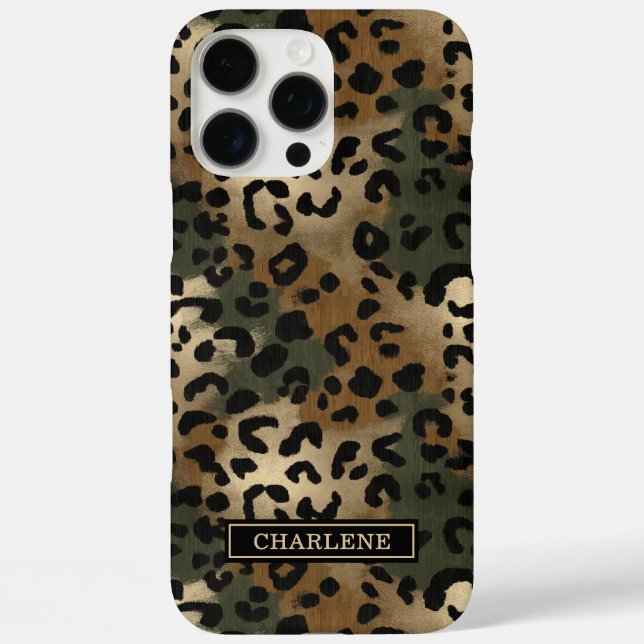Camo Leopard Print Monogrammed Case-Mate iPhone Hülle (Rückseite)
