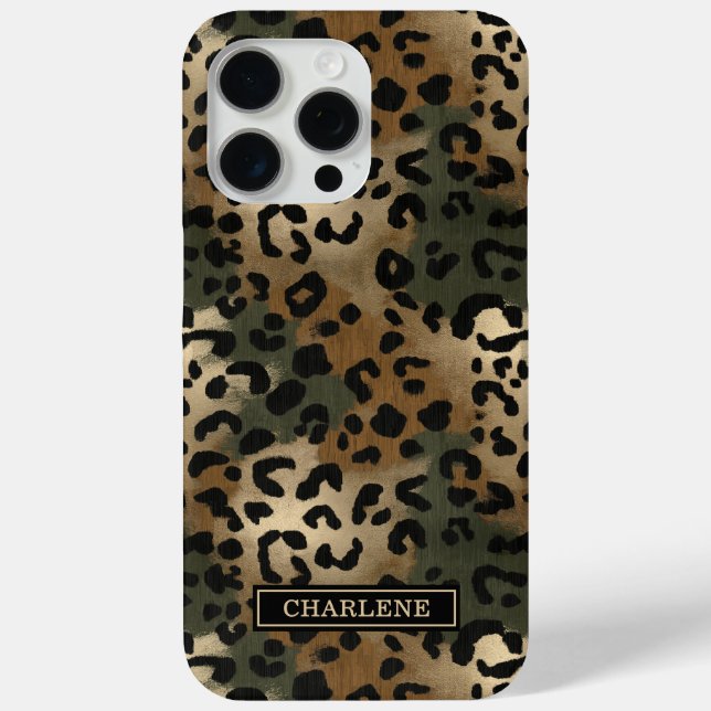 Camo Leopard Print Monogrammed Case-Mate iPhone Hülle (Rückseite)