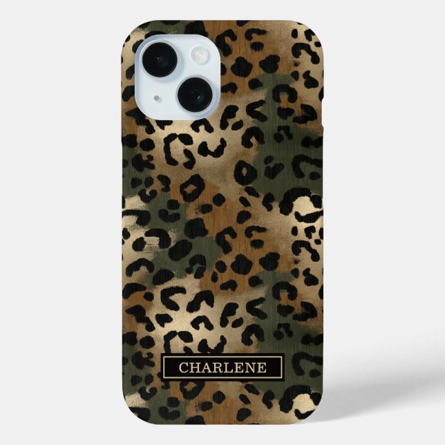 Camo Leopard Print Monogrammed Case-Mate iPhone Hülle (Rückseite)