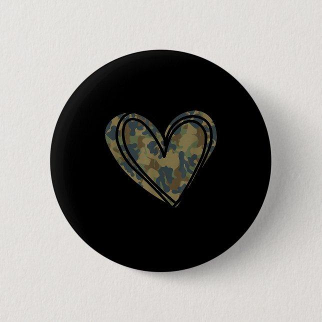 Camo Print Heart Valentines Day  Button (Vorderseite)
