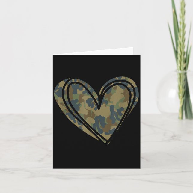 Camo Print Heart Valentines Day  Karte (Vorderseite)