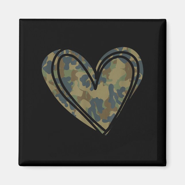Camo Print Heart Valentines Day  Magnet (Vorne)