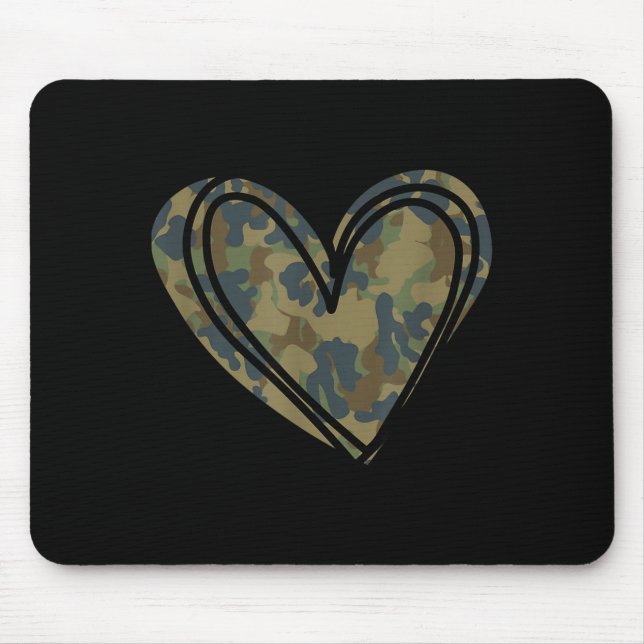 Camo Print Heart Valentines Day  Mousepad (Vorne)