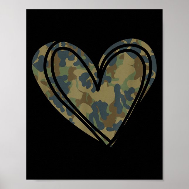 Camo Print Heart Valentines Day  Poster (Vorne)