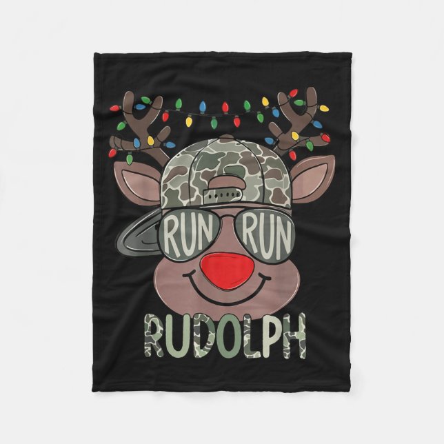 Camo Reindeer Hat Ball Cap Christmas Boy Cute Xmas Fleecedecke (Vorderseite)