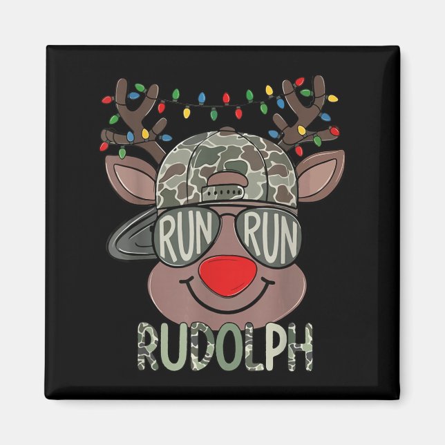 Camo Reindeer Hat Ball Cap Christmas Boy Cute Xmas Magnet (Vorne)