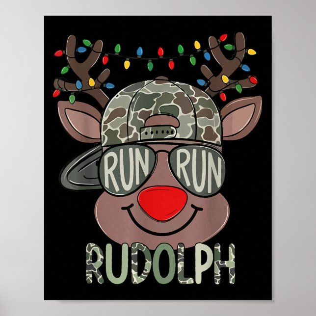 Camo Reindeer Hat Ball Cap Christmas Boy Cute Xmas Poster (Vorne)
