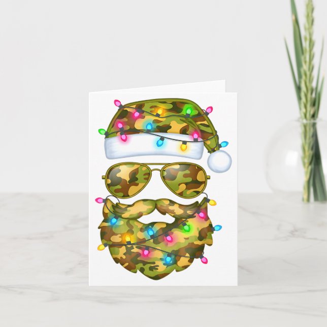 Camo Santa Claus Sungles Camouflage Funny Xmas Lig Karte (Vorderseite)