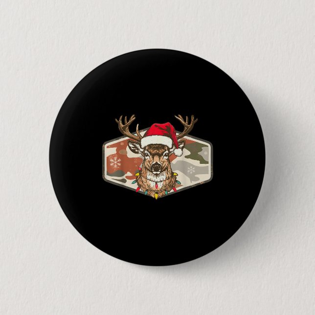 Camo Southern Local Boy Christmas Deer Hunting Xma Button (Vorderseite)
