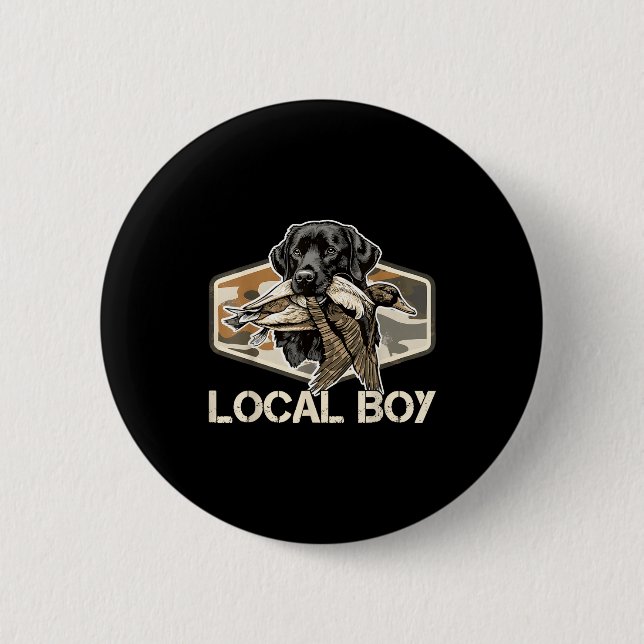 Camo Southern Local Boy Duck Hunting Black Lab Out Button (Vorderseite)